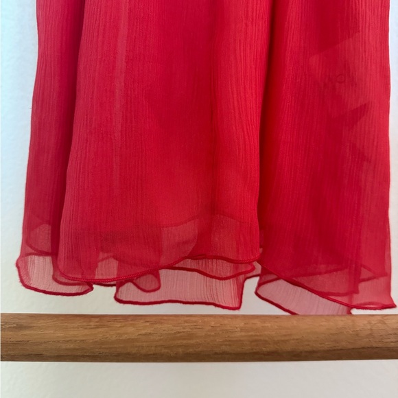 Red Chiffon Ruffle BCBG Max Azaria Dress Small - Picture 4 of 6